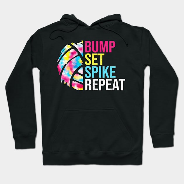 Bump Set Spike Repeat Volleyball Shirt For Girls Teens Women Hoodie by jadolomadolo